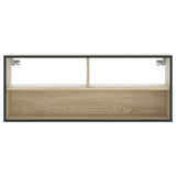 Meuble TV chêne sonoma 100x31x39,5cm bois d'ingénierie et métal