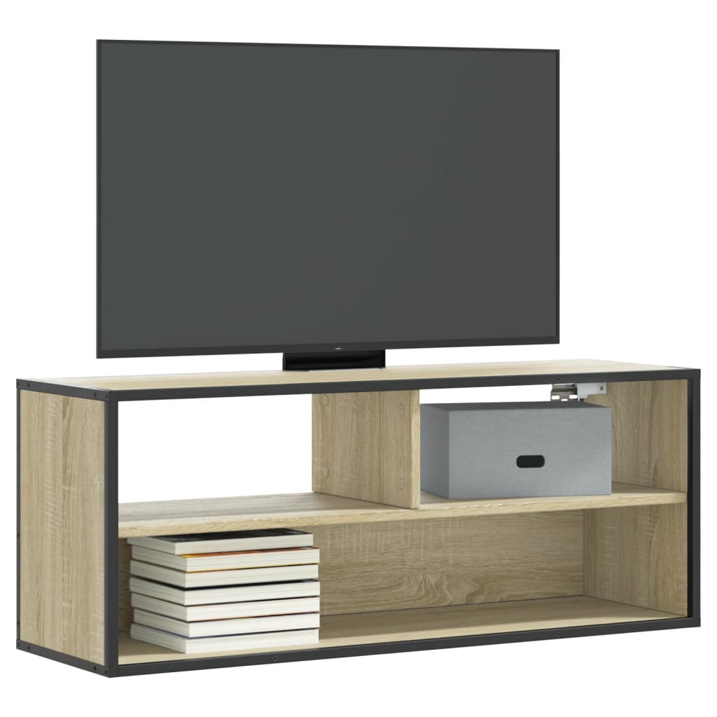 Meuble TV chêne sonoma 100x31x39,5cm bois d'ingénierie et métal