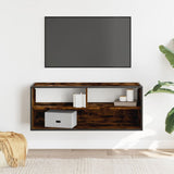 Meuble TV chêne fumé 100x31x39,5 cm bois d'ingénierie et métal