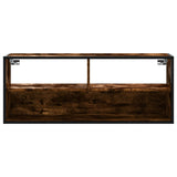 Meuble TV chêne fumé 100x31x39,5 cm bois d'ingénierie et métal