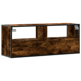 Meuble TV chêne fumé 100x31x39,5 cm bois d'ingénierie et métal