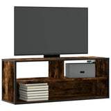 Meuble TV chêne fumé 100x31x39,5 cm bois d'ingénierie et métal