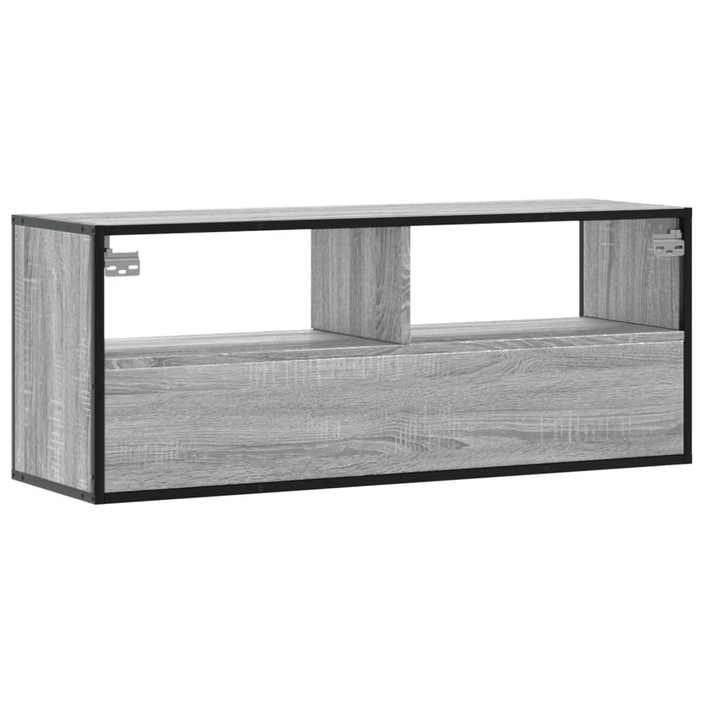 Meuble TV sonoma gris 100x31x39,5 cm bois d'ingénierie et métal