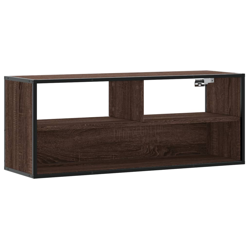 Meuble TV chêne marron 100x31x39,5cm bois d'ingénierie et métal