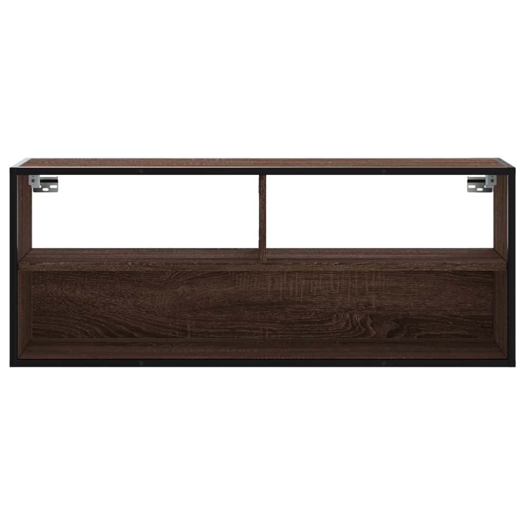 Meuble TV chêne marron 100x31x39,5cm bois d'ingénierie et métal