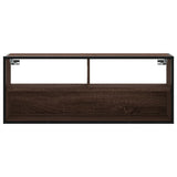 Meuble TV chêne marron 100x31x39,5cm bois d'ingénierie et métal