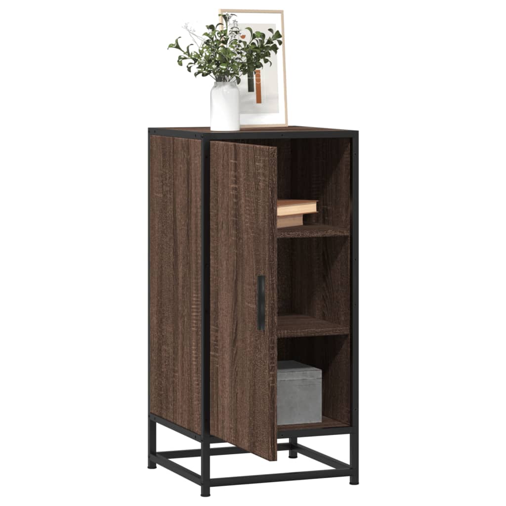 Buffet chêne marron 35,5x35x76 cm bois d'ingénierie et métal