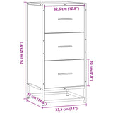 Buffet chêne sonoma 35,5x35x76 cm bois d'ingénierie et métal