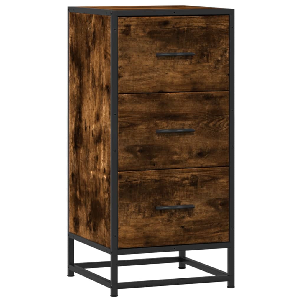 Buffet chêne fumé 35,5x35x76 cm bois d'ingénierie et métal