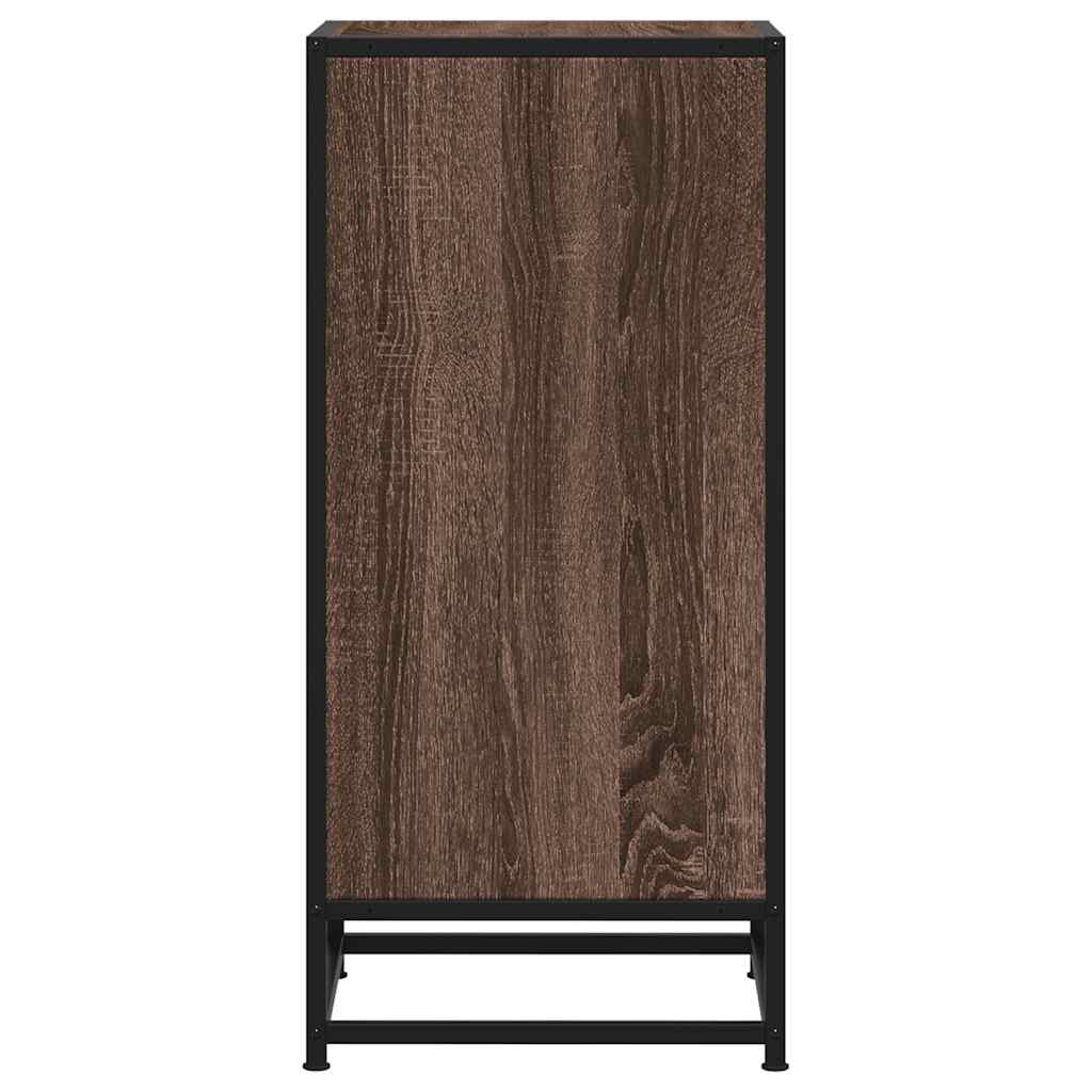 Brown oak sideboard 35.5x35x76 cm engineered wood and metal