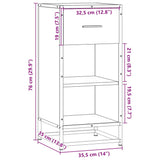 Buffet sonoma gris 35,5x35x76 cm bois d'ingénierie et métal