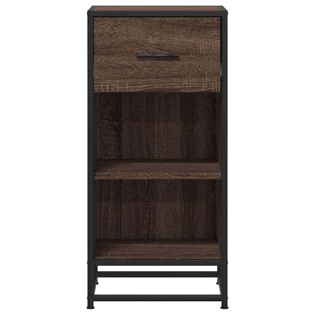 Brown oak sideboard 35.5x35x76 cm engineered wood and metal