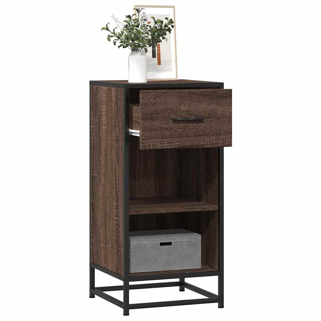 Brown oak sideboard 35.5x35x76 cm engineered wood and metal