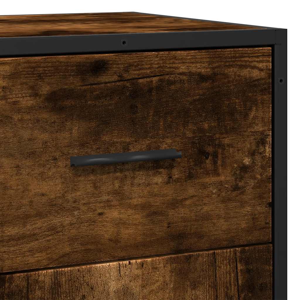 Smoked oak sideboard 35.5x35x76 cm engineered wood and metal