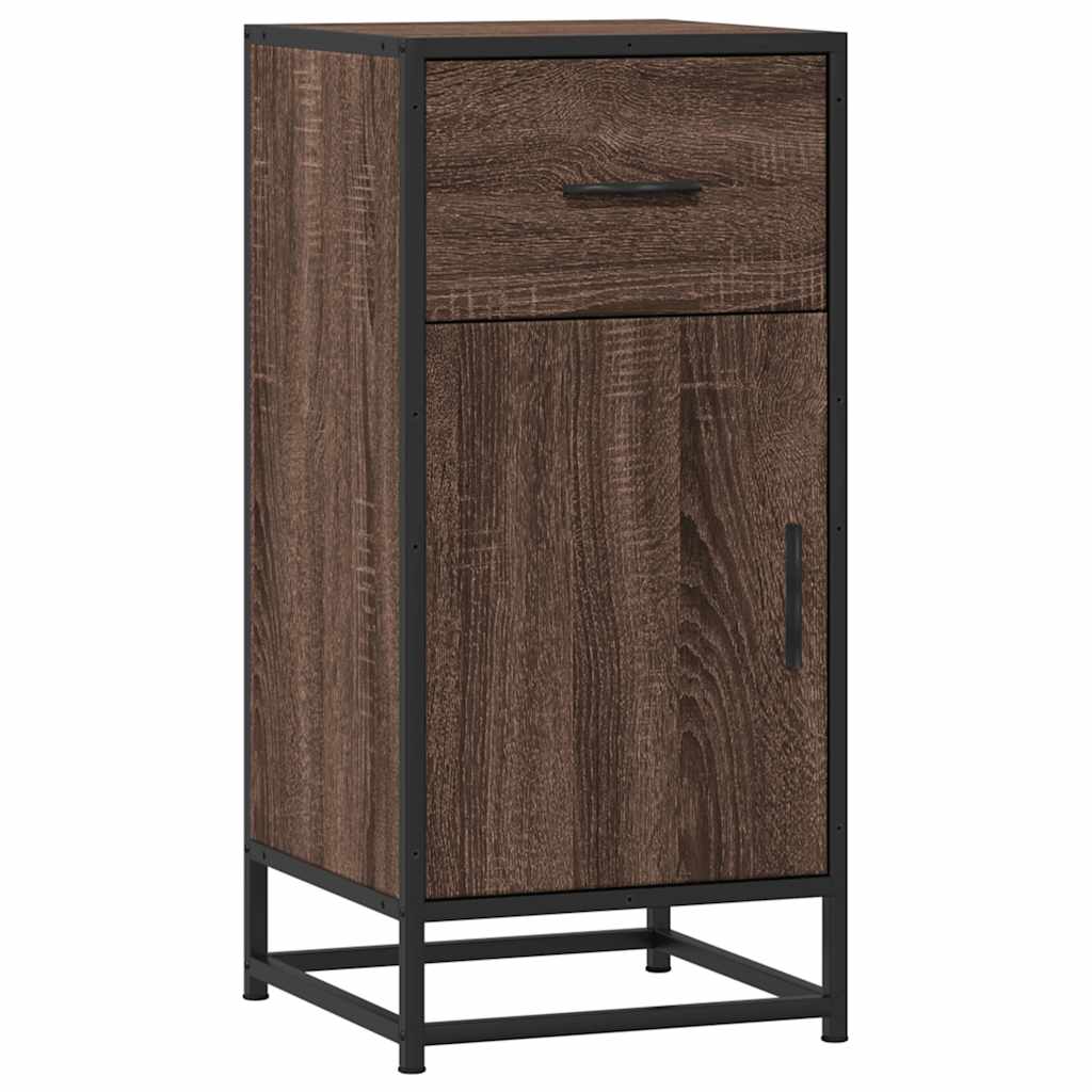 Brown oak sideboard 35.5x35x76 cm engineered wood and metal