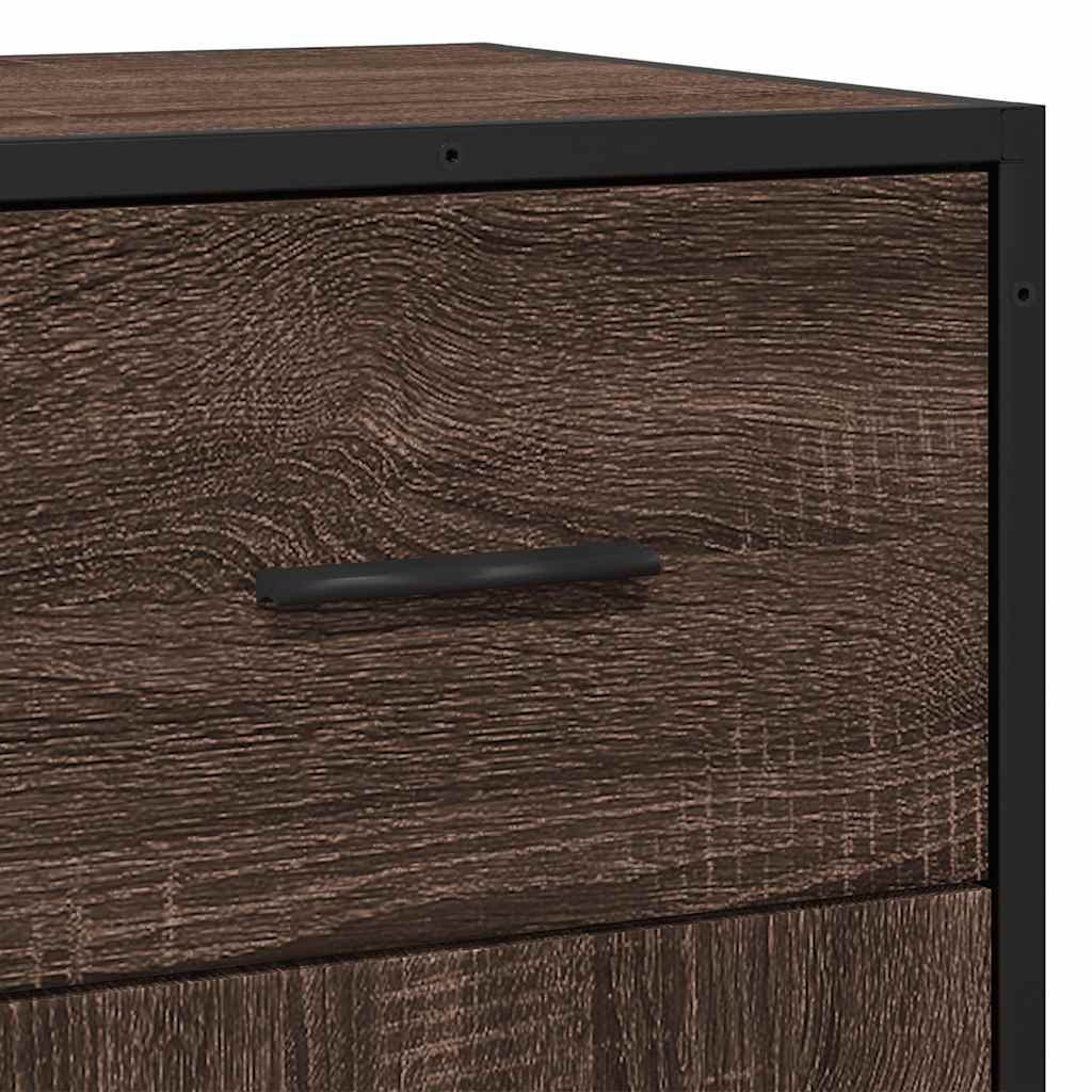 Brown oak sideboard 35.5x35x76 cm engineered wood and metal