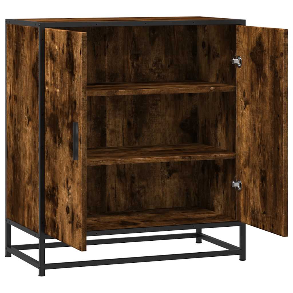 Smoked oak sideboard 68x35x76 cm engineered wood and metal