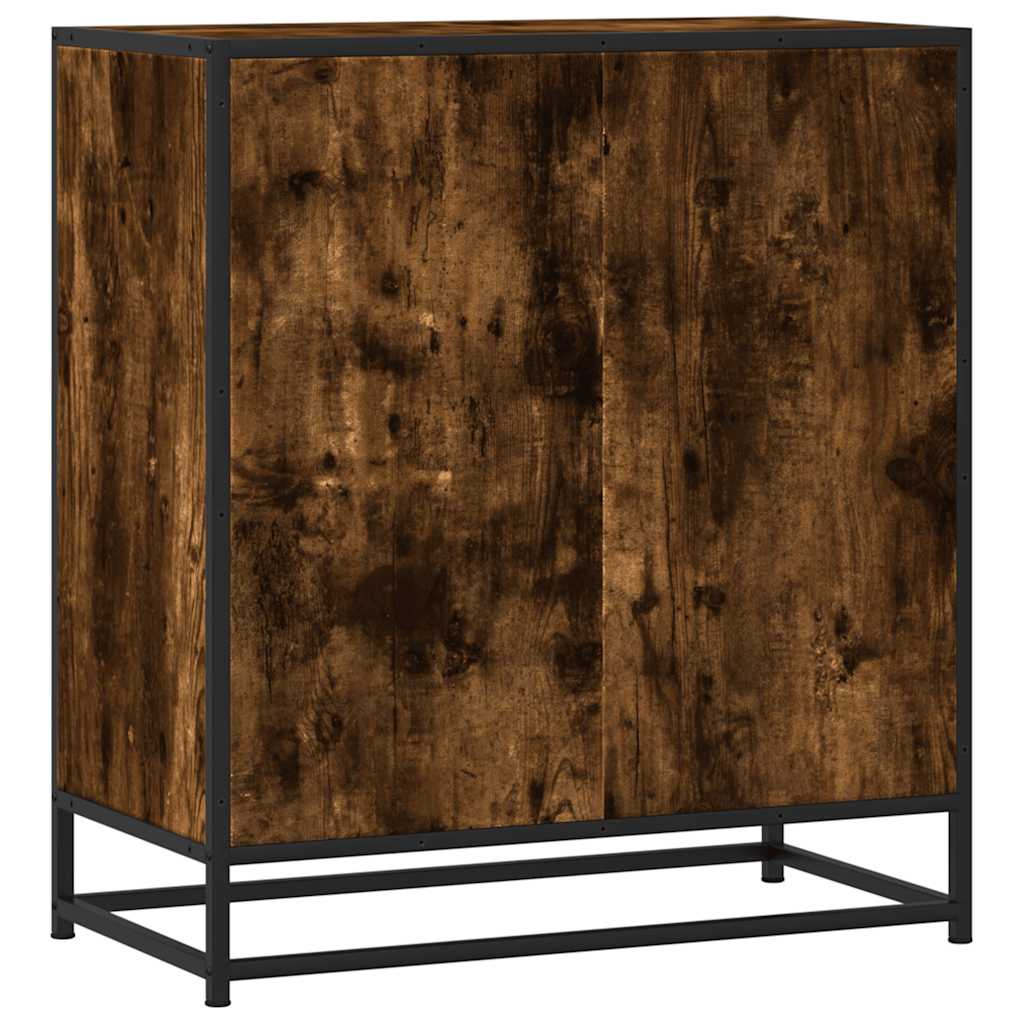 Smoked oak sideboard 68x35x76 cm engineered wood and metal