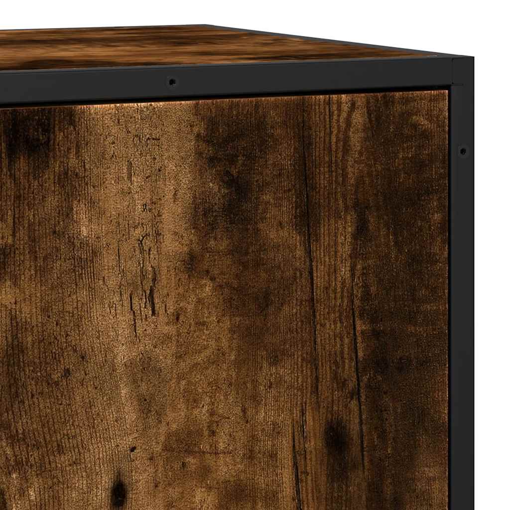 Smoked oak sideboard 68x35x76 cm engineered wood and metal