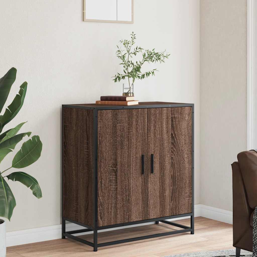 Brown oak sideboard 68x35x76 cm engineered wood and metal