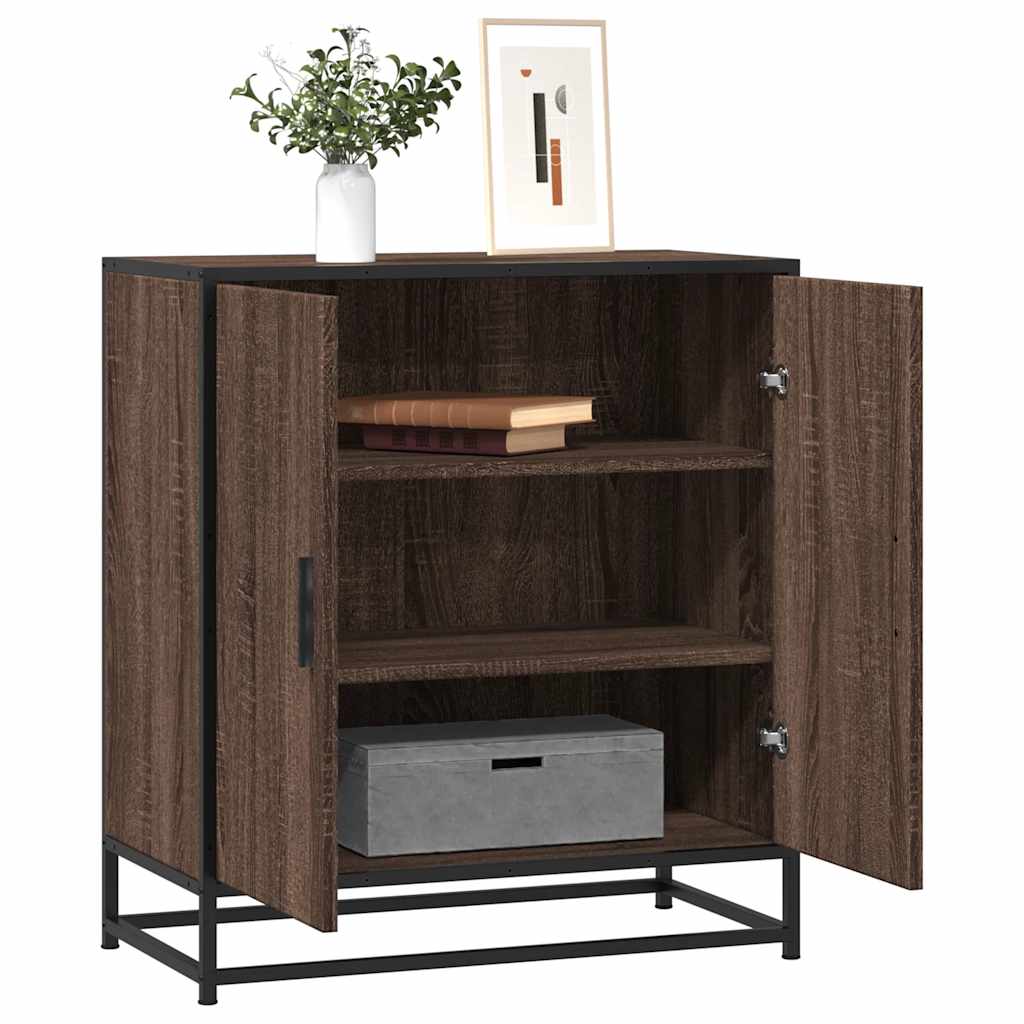 Brown oak sideboard 68x35x76 cm engineered wood and metal