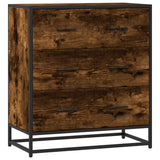 Smoked oak sideboard 68x35x76 cm engineered wood and metal