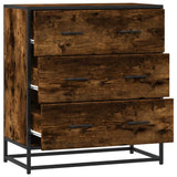 Smoked oak sideboard 68x35x76 cm engineered wood and metal