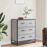 Sonoma graues Sideboard 68x35x76 cm aus Holzwerkstoff und Metall