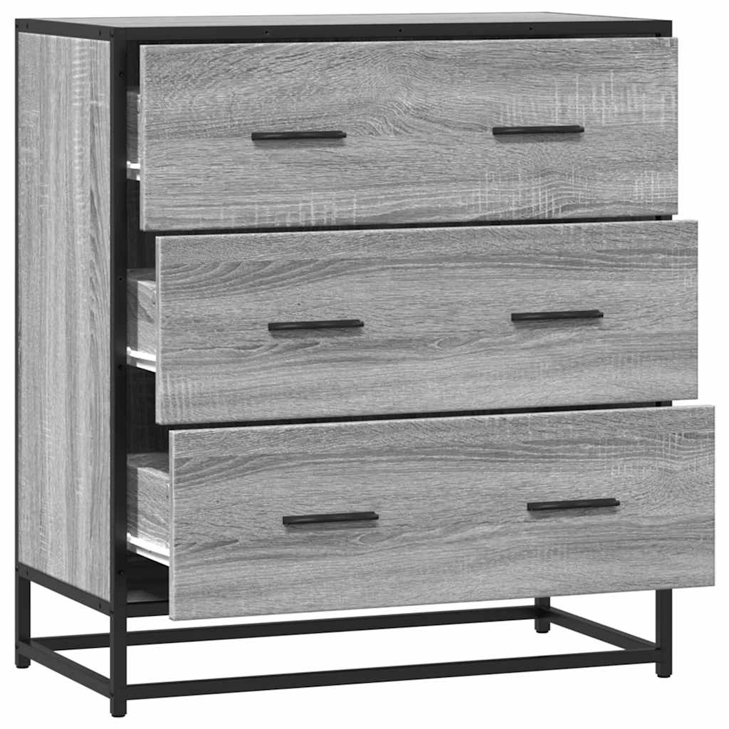 Sonoma graues Sideboard 68x35x76 cm aus Holzwerkstoff und Metall