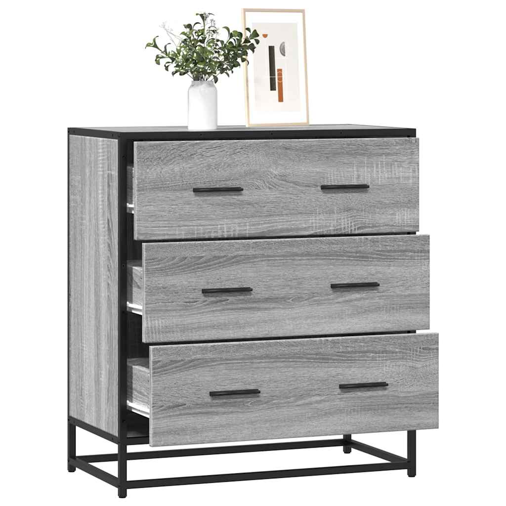 Sonoma graues Sideboard 68x35x76 cm aus Holzwerkstoff und Metall