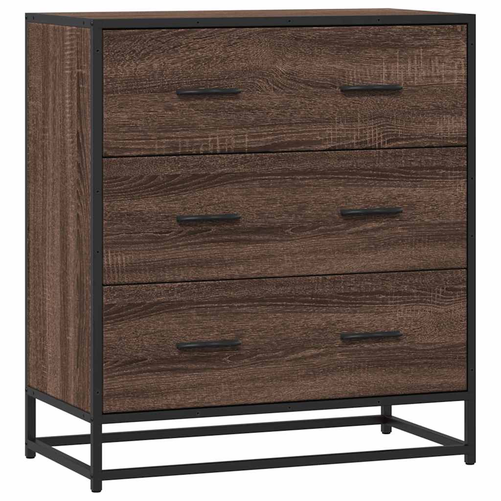 Brown oak sideboard 68x35x76 cm engineered wood and metal