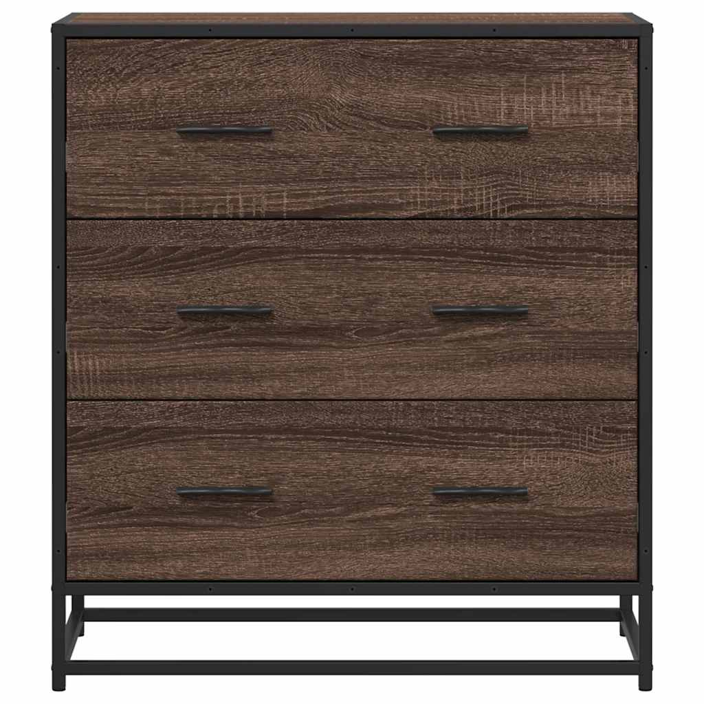 Brown oak sideboard 68x35x76 cm engineered wood and metal