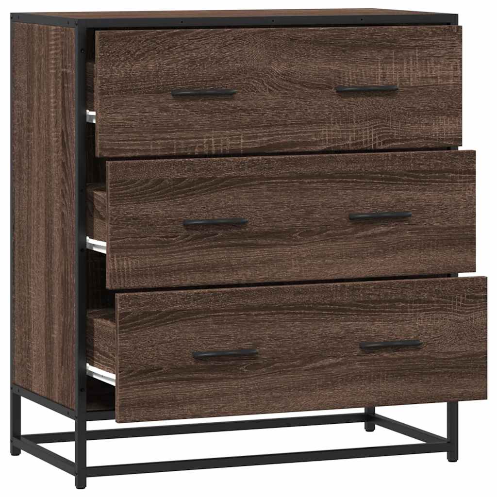 Brown oak sideboard 68x35x76 cm engineered wood and metal