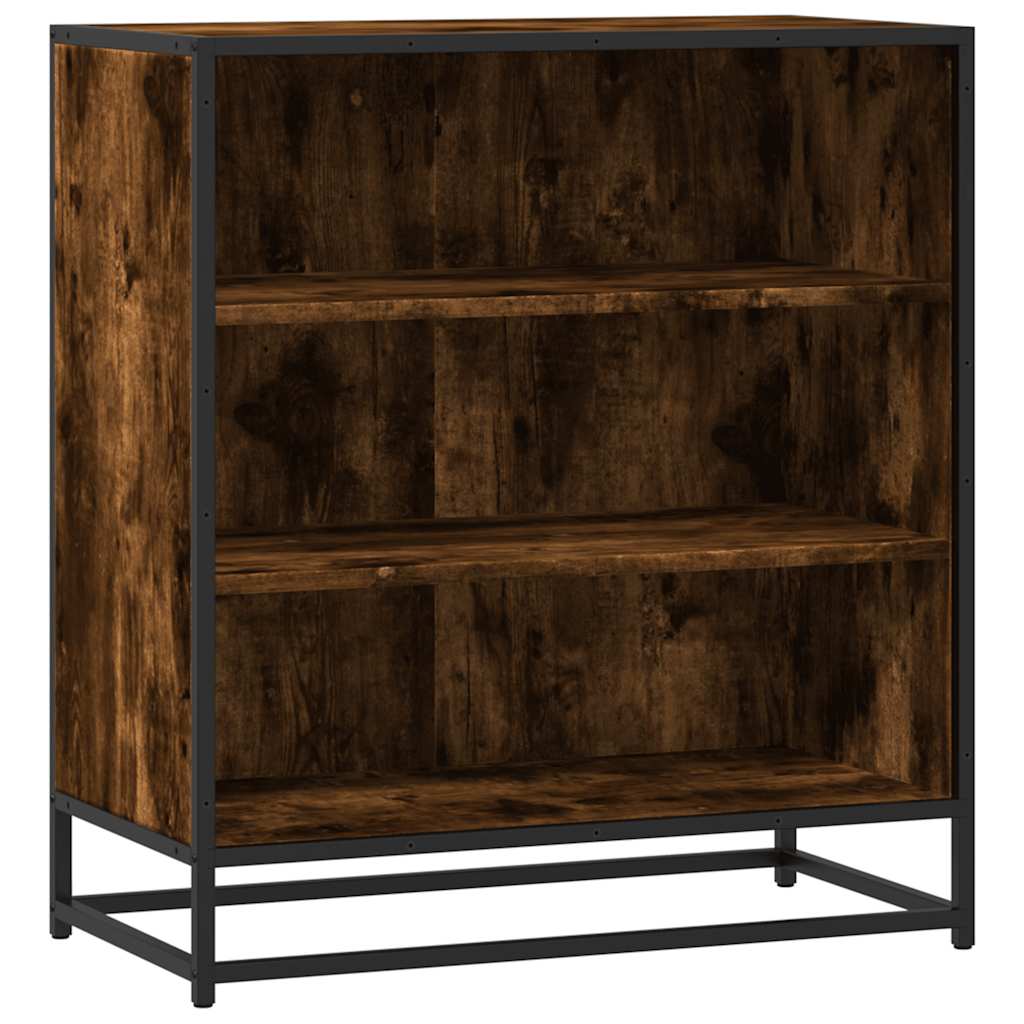 Smoked oak sideboard 68x35x76 cm engineered wood and metal