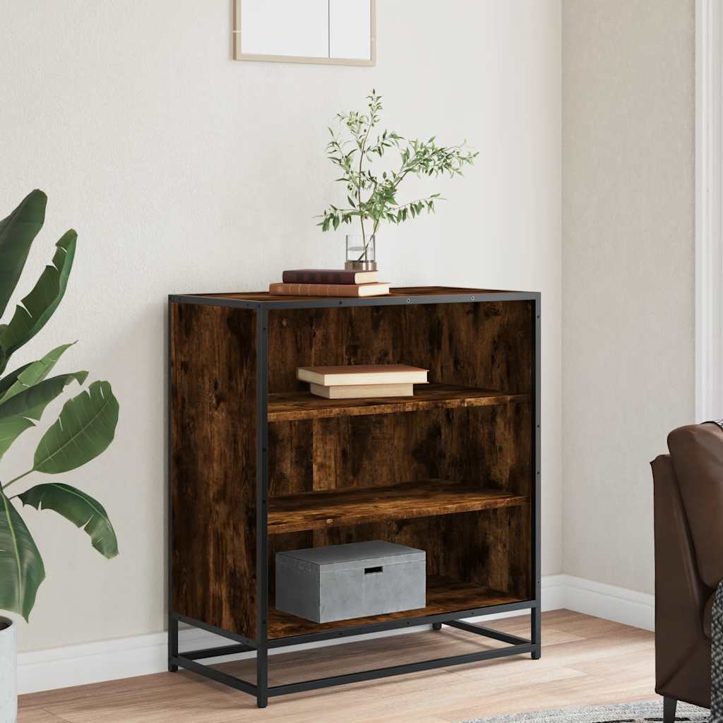 Smoked oak sideboard 68x35x76 cm engineered wood and metal