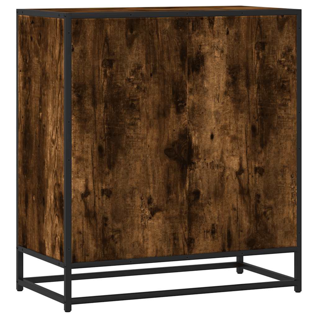 Smoked oak sideboard 68x35x76 cm engineered wood and metal