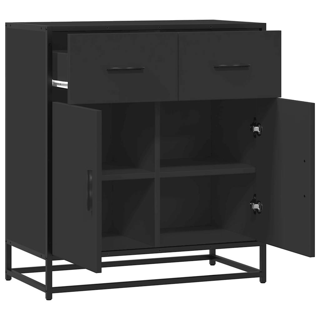 Buffet noir 68x35x76 cm bois d'ingénierie