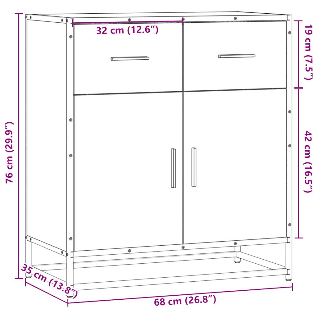 Buffet chêne sonoma 68x35x76 cm bois d'ingénierie