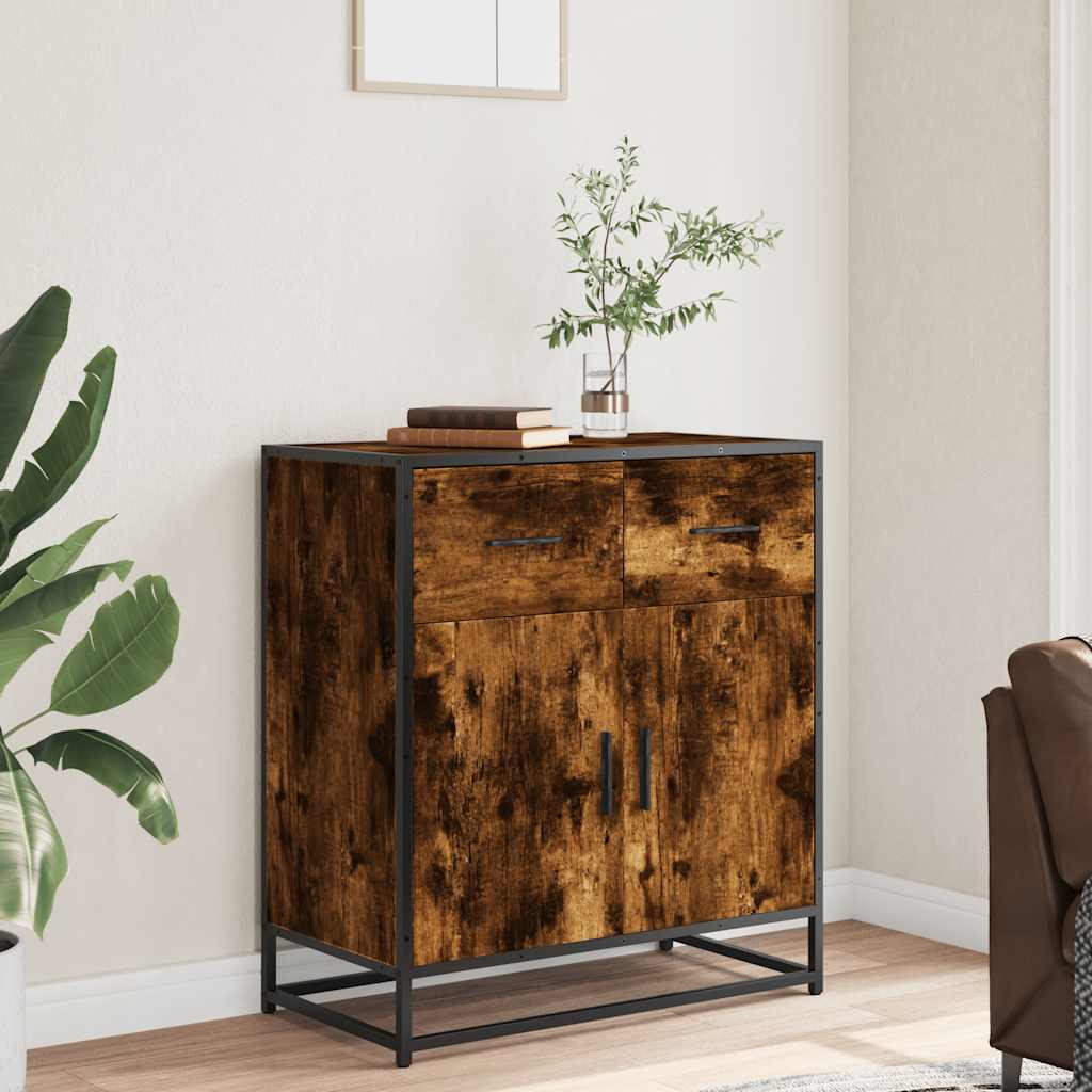 Buffet chêne fumé 68x35x76 cm bois d'ingénierie