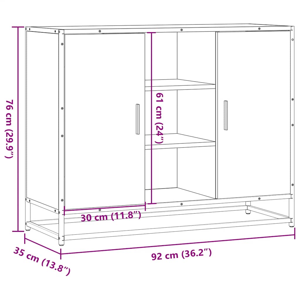 Buffet noir 92x35x76 cm bois d’ingénierie