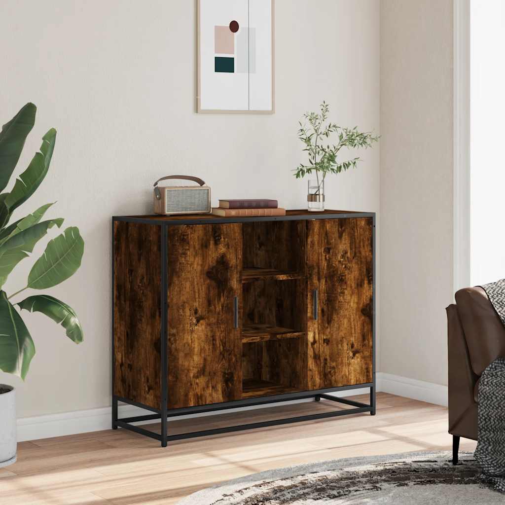 Smoked oak sideboard 92x35x76 cm engineered wood