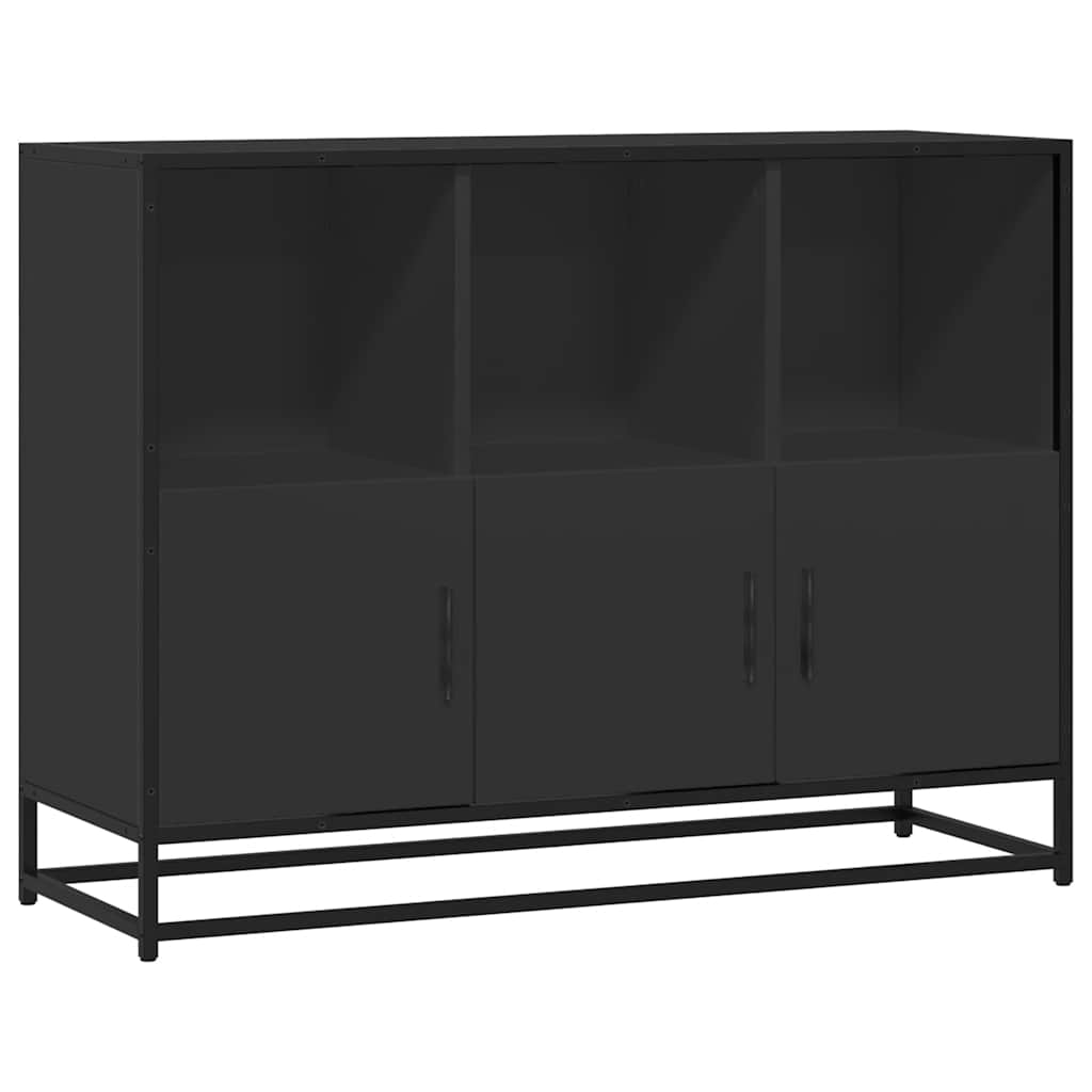 Buffet noir 100x35x76 cm bois d’ingénierie