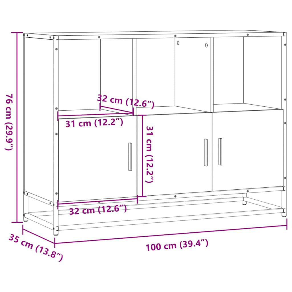 Buffet noir 100x35x76 cm bois d’ingénierie