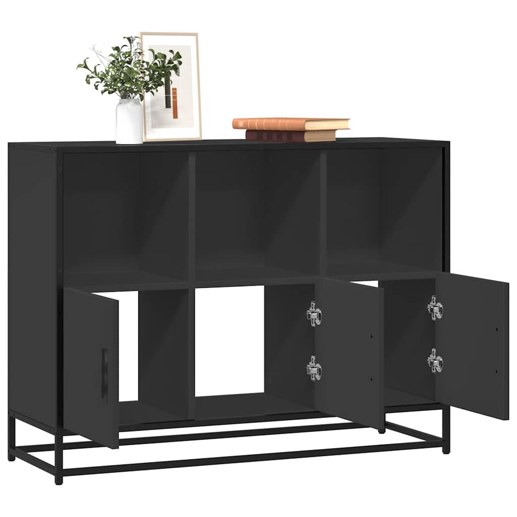 Buffet noir 100x35x76 cm bois d’ingénierie