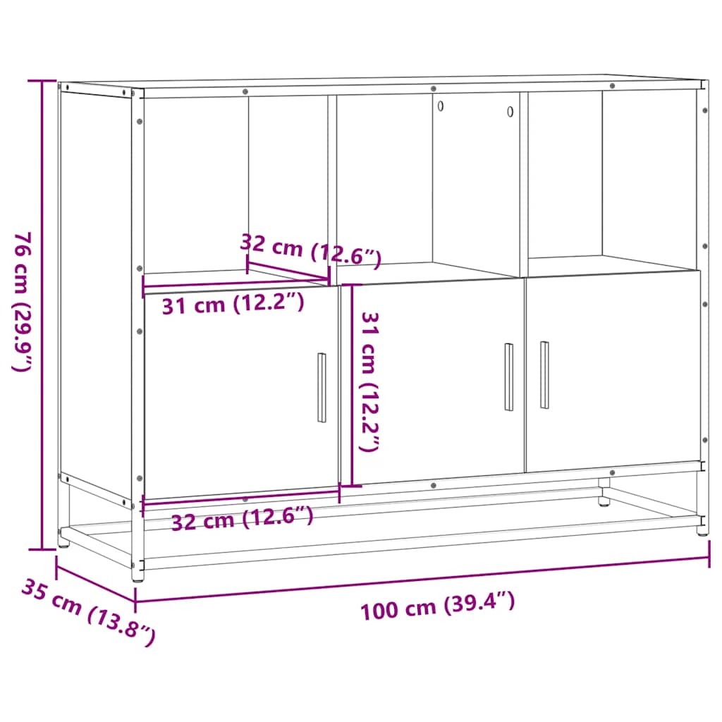 Sonoma oak sideboard 100x35x76 cm engineered wood