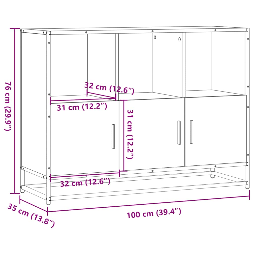 Smoked oak sideboard 100x35x76 cm engineered wood