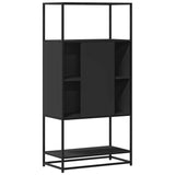 Black high sideboard 68x35x139 cm engineered wood and metal