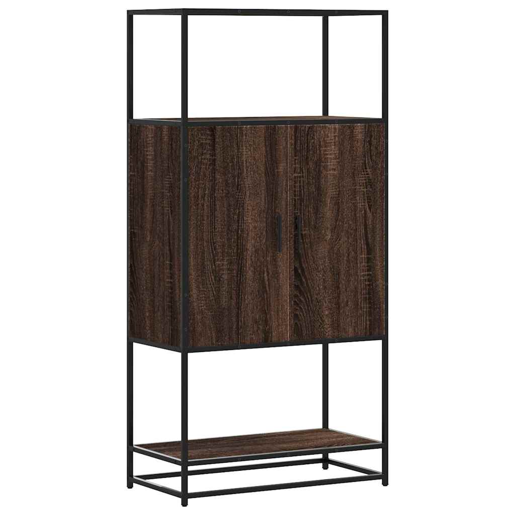 High sideboard brown oak 68x35x139 cm engineered wood metal