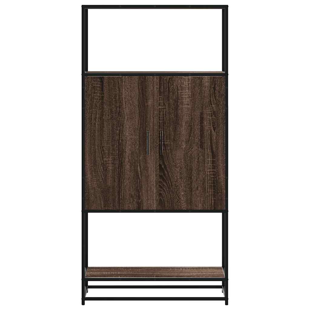 High sideboard brown oak 68x35x139 cm engineered wood metal