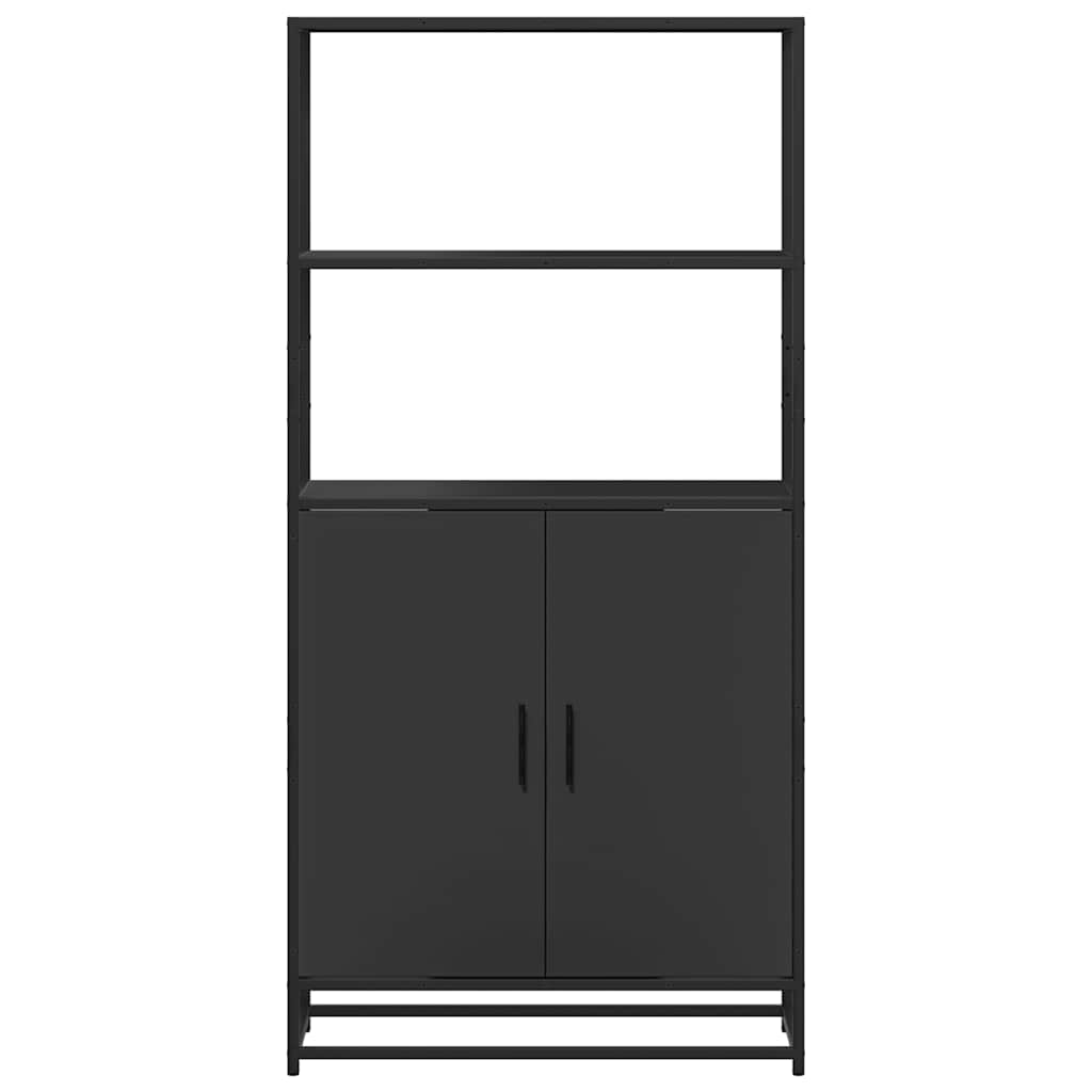 Black high sideboard 68x35x139 cm engineered wood and metal